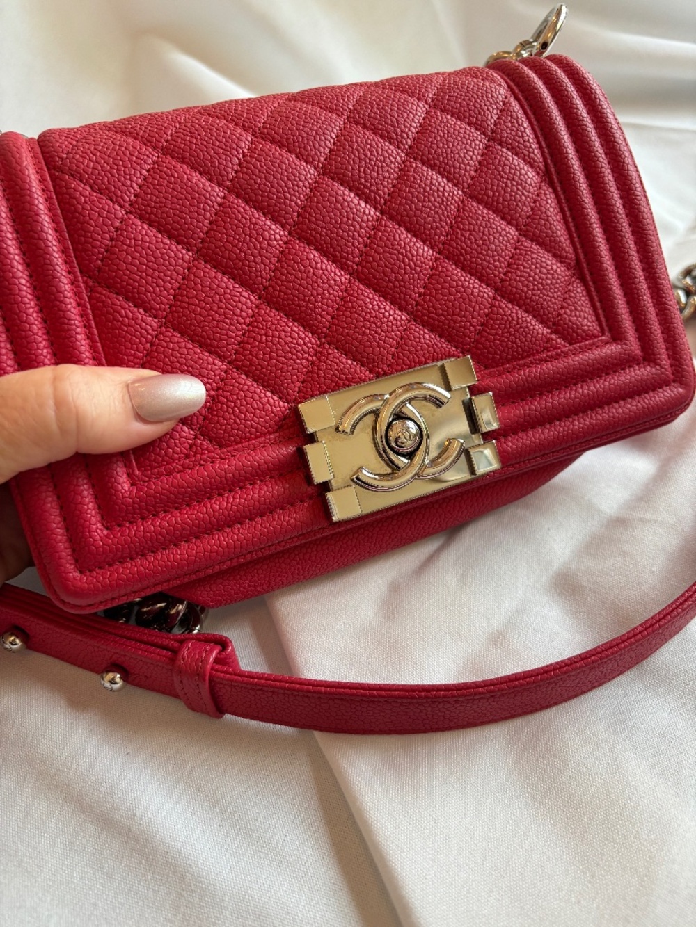 Chanel Boy Bag Small in Pink Caviar Leather Pre-Owned
